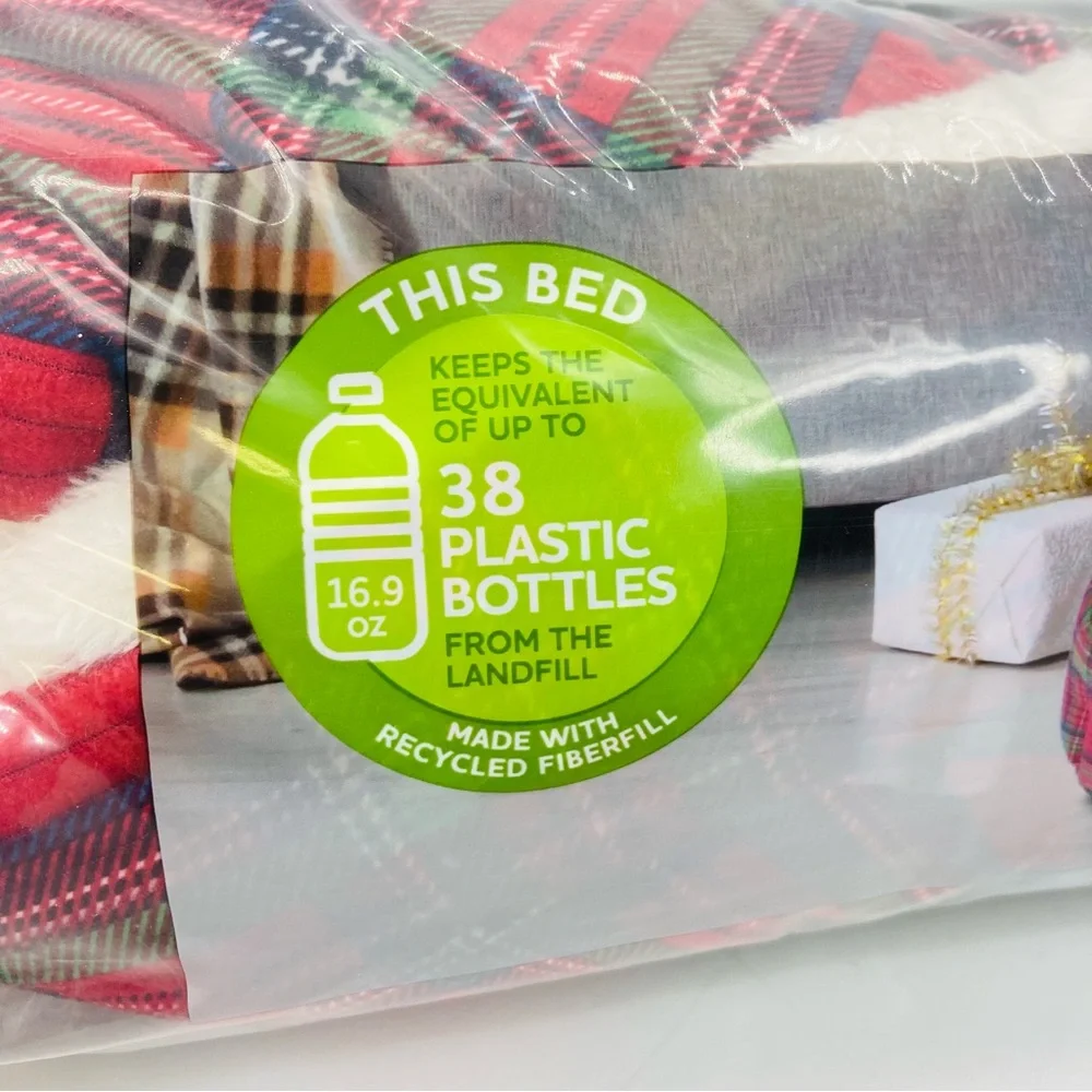 Vibrantlife Round Cuddler Pet Bed Small 6x19” Red Green Flannel Plaid Pattern